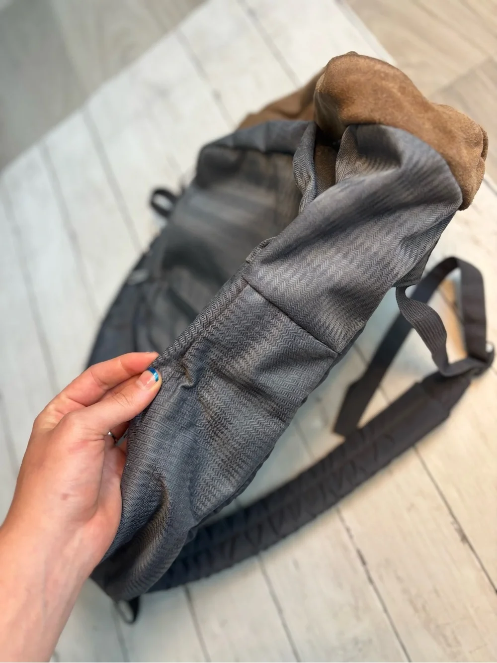 Jansport Gray Backpack with Brown Suede Base